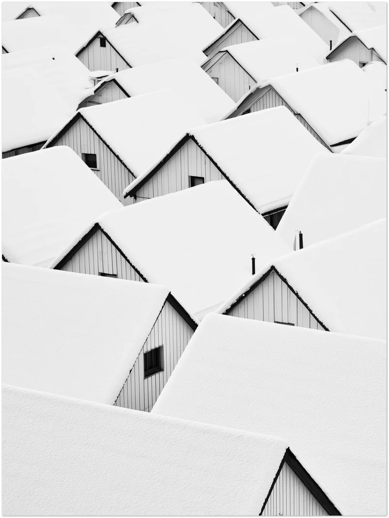 Verschneite Dächer im Winter Poster