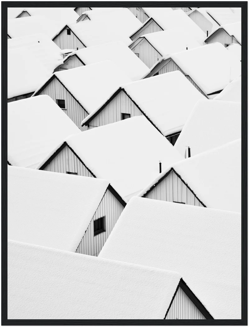 Verschneite Dächer im Winter Poster