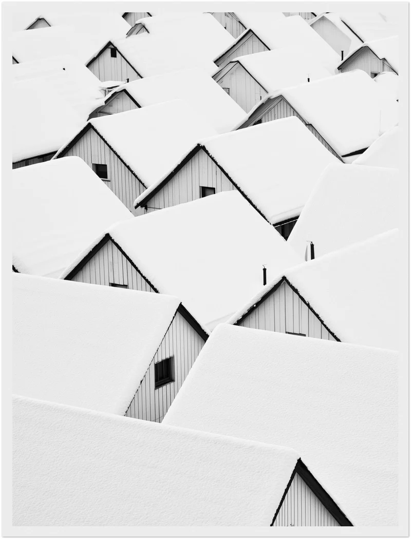 Verschneite Dächer im Winter Poster