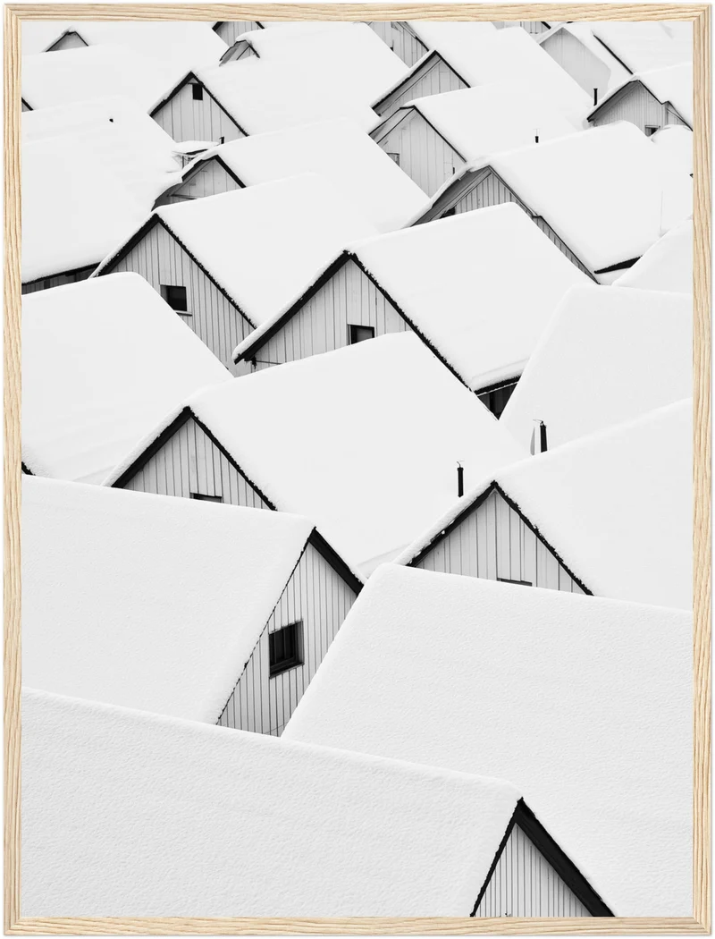 Verschneite Dächer im Winter Poster