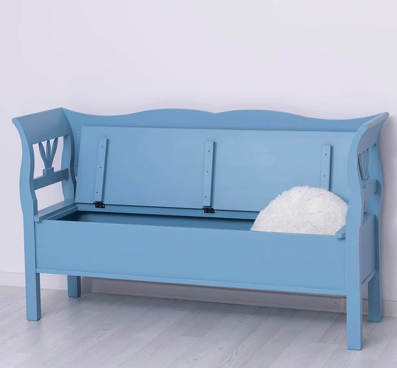 Große Sitzbank aus Massivholz mit klappbarer Sitzfläche