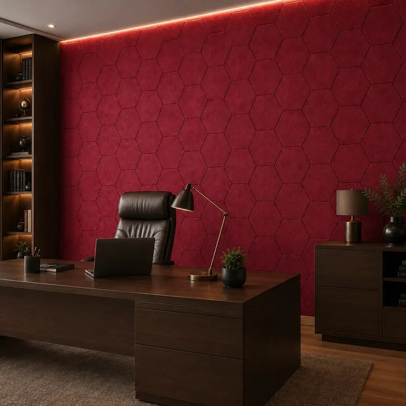 HEXA 3D Felt PET Wall Panels - RED 3pcs.