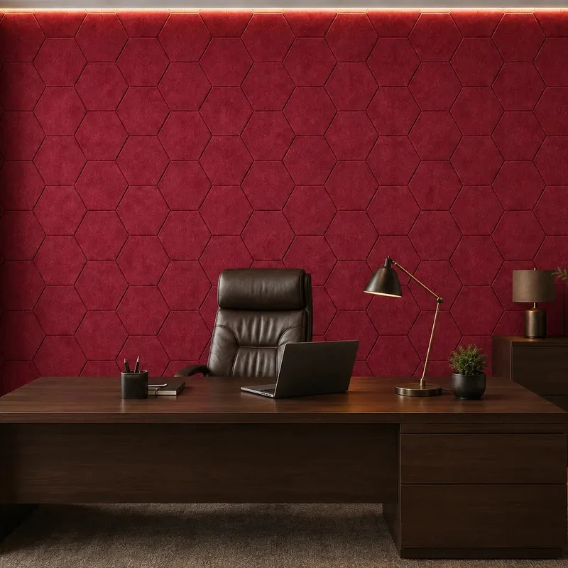 HEXA 3D Felt PET Wall Panels - RED 3pcs.