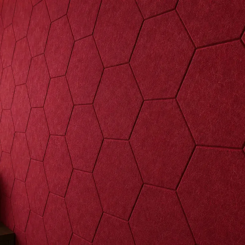 HEXA 3D Felt PET Wall Panels - RED 3pcs.