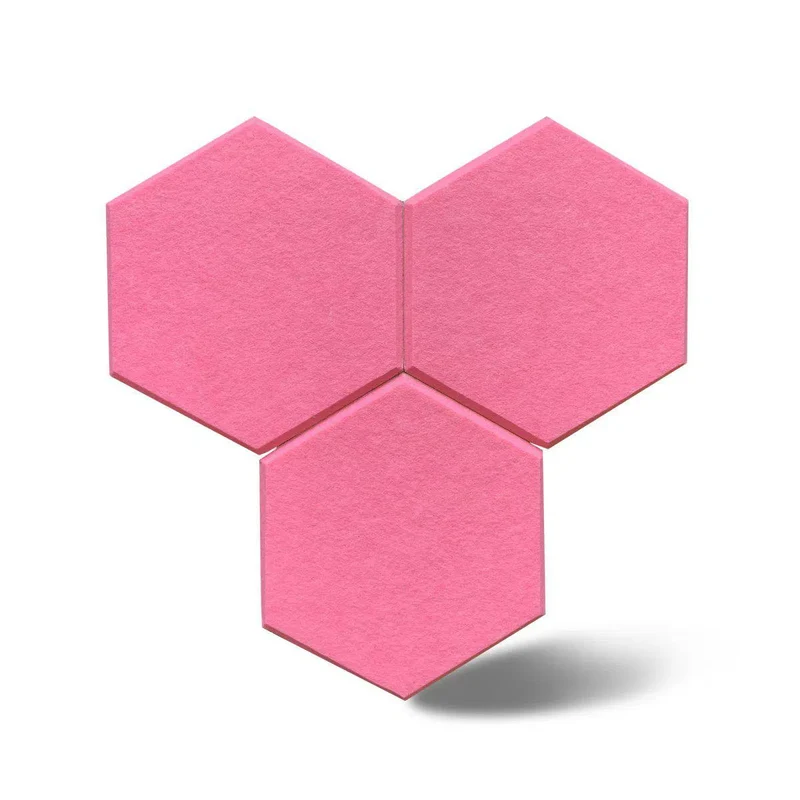 HEXA 3D Felt PET Wall Panels - PINK 3pcs.