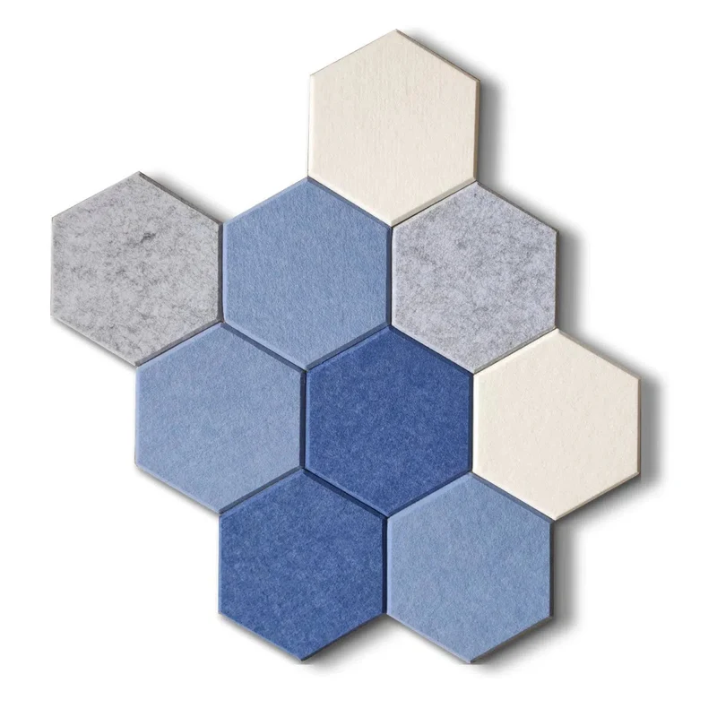 HEXA 3D Felt PET Wall Panels - DARK BLUE 3pcs.