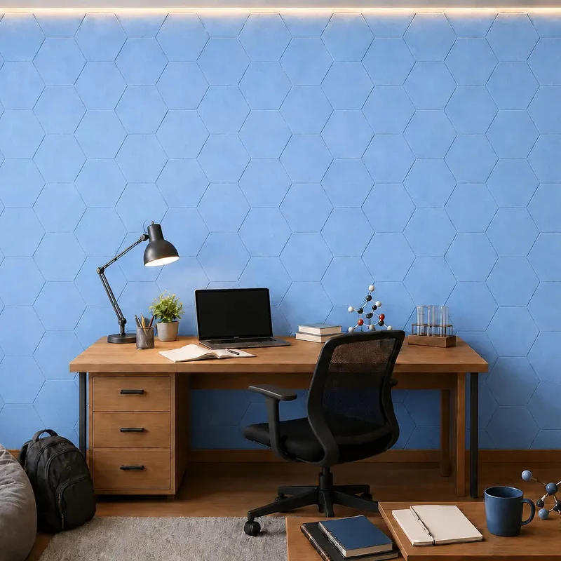 HEXA 3D Felt PET Wall Panels - BLUE 3pcs.