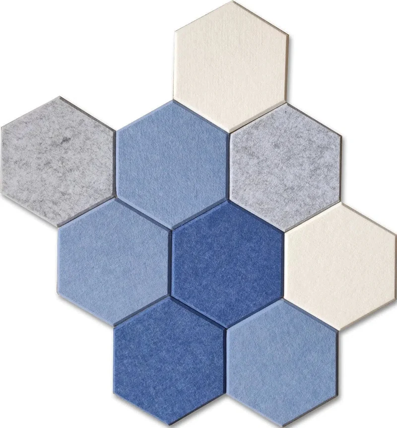 HEXA 3D Felt PET Wall Panels - BLUE 3pcs.