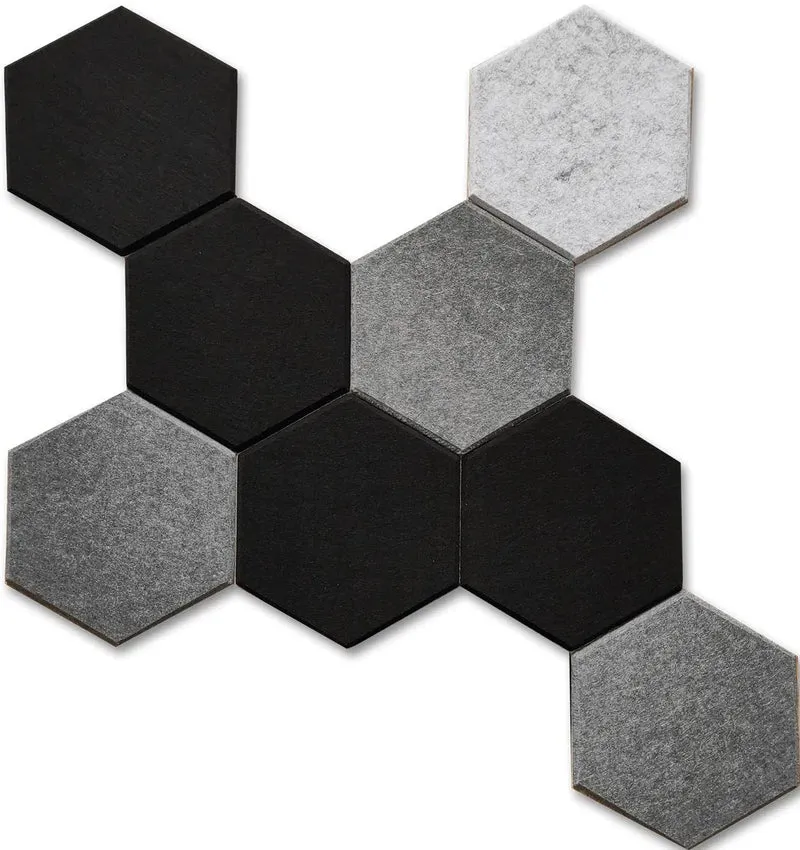 HEXA 3D Felt PET Wall Panels - BLACK 3pcs.