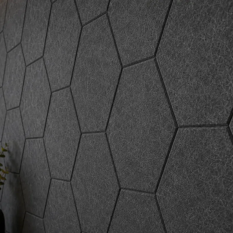 HEXA 3D Felt PET Wall Panels - DARK GREY 3pcs.