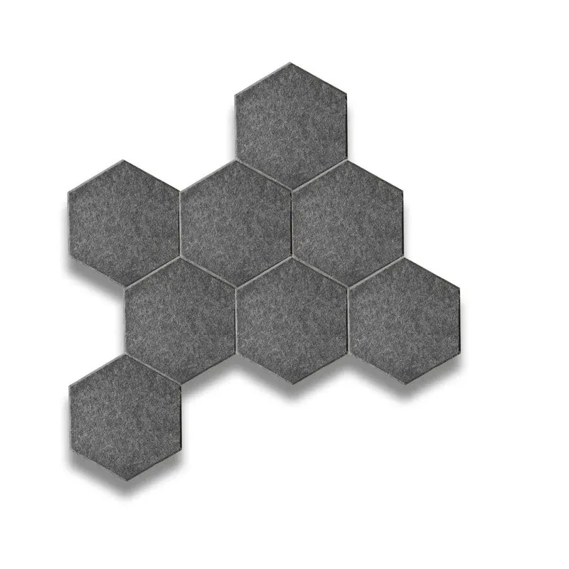 HEXA 3D Felt PET Wall Panels - DARK GREY 3pcs.