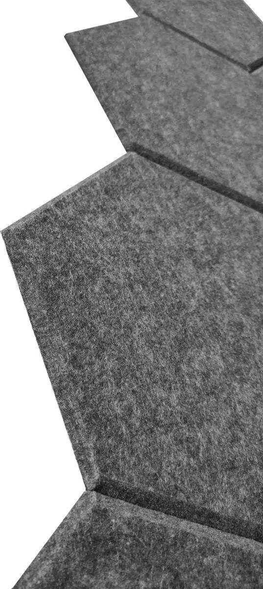 HEXA 3D Felt PET Wall Panels - DARK GREY 3pcs.