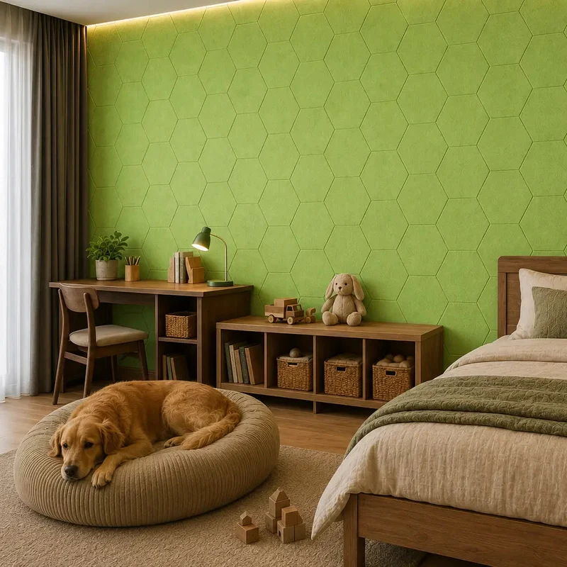 HEXA 3D Felt PET Wall Panels - GREEN 3pcs.