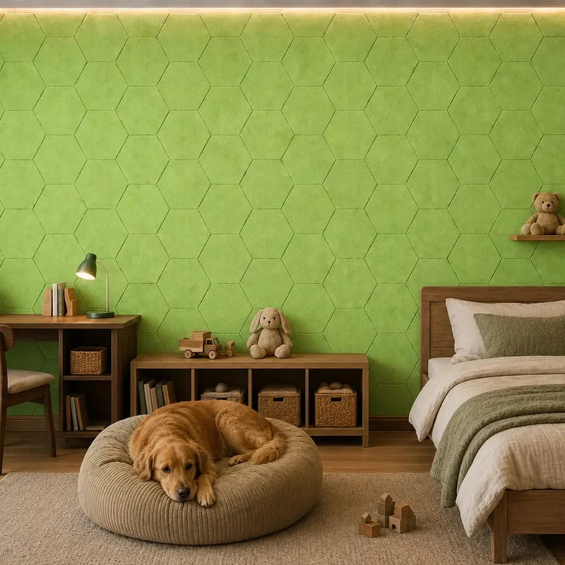 HEXA 3D Felt PET Wall Panels - GREEN 3pcs.
