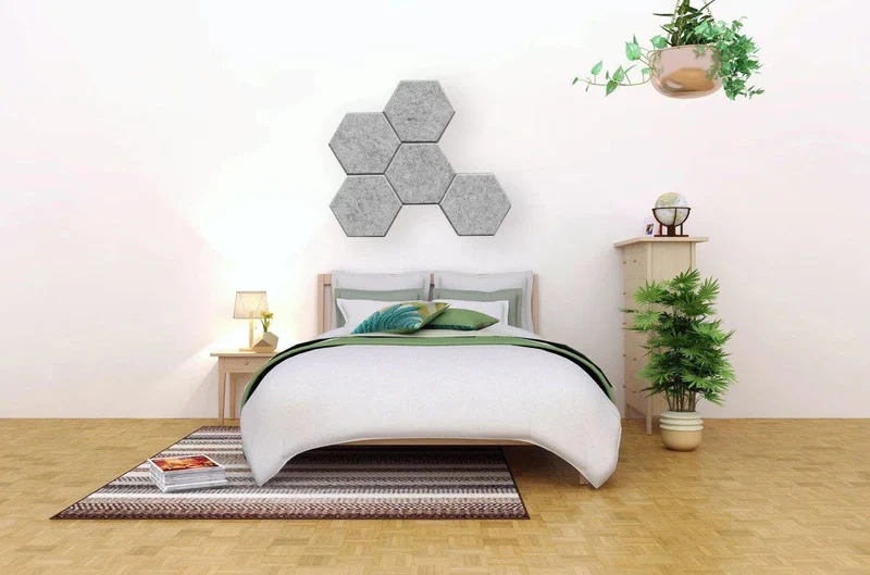 HEXA 3D Felt PET Wall Panels - GREY 3pcs.