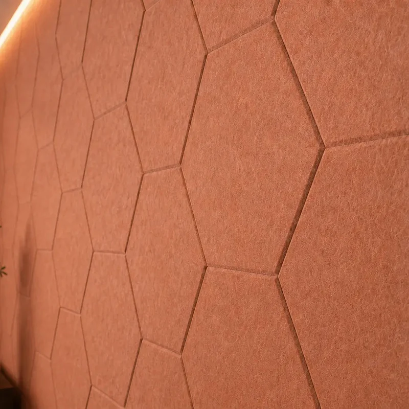 HEXA 3D Felt PET Wall Panels - ORANGE 3pcs.