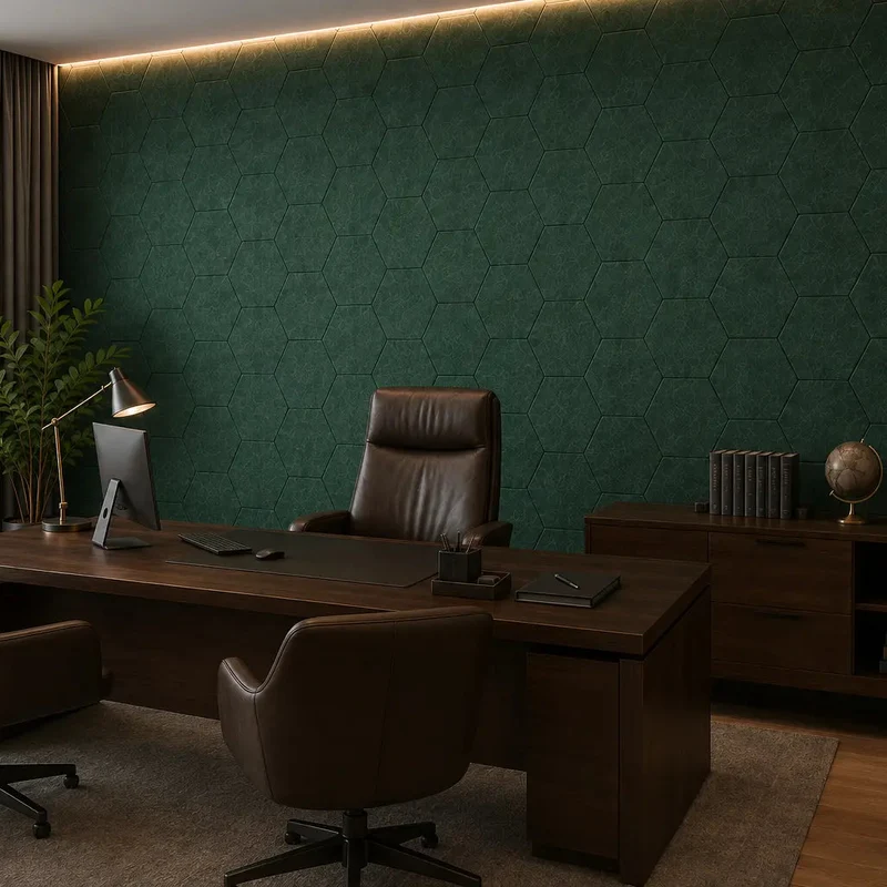 HEXA 3D Felt PET Wall Panels - DARK GREEN 3pcs.