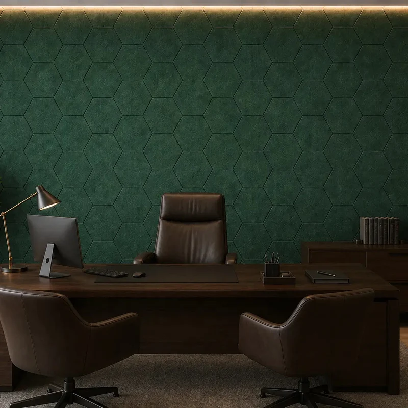 HEXA 3D Felt PET Wall Panels - DARK GREEN 3pcs.