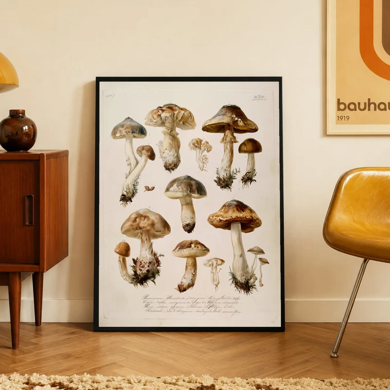 Botanische Pilze Vintage Poster