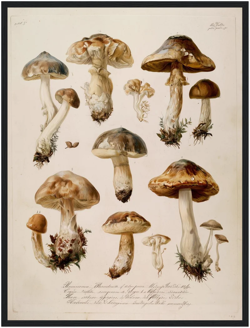 Botanische Pilze Vintage Poster