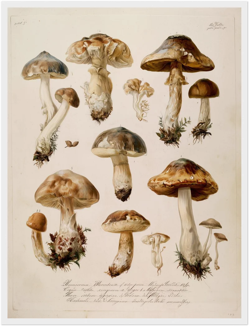 Botanische Pilze Vintage Poster