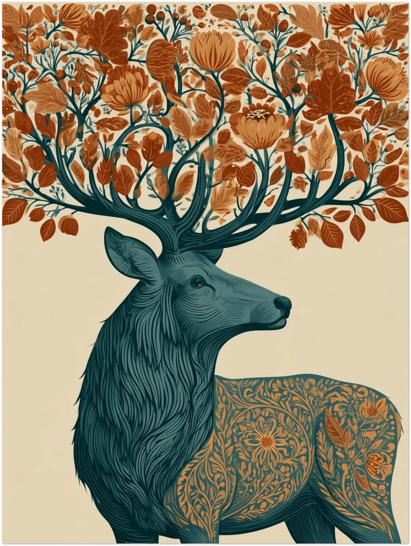 Hirsch mit Herbstgeweih Leinwand