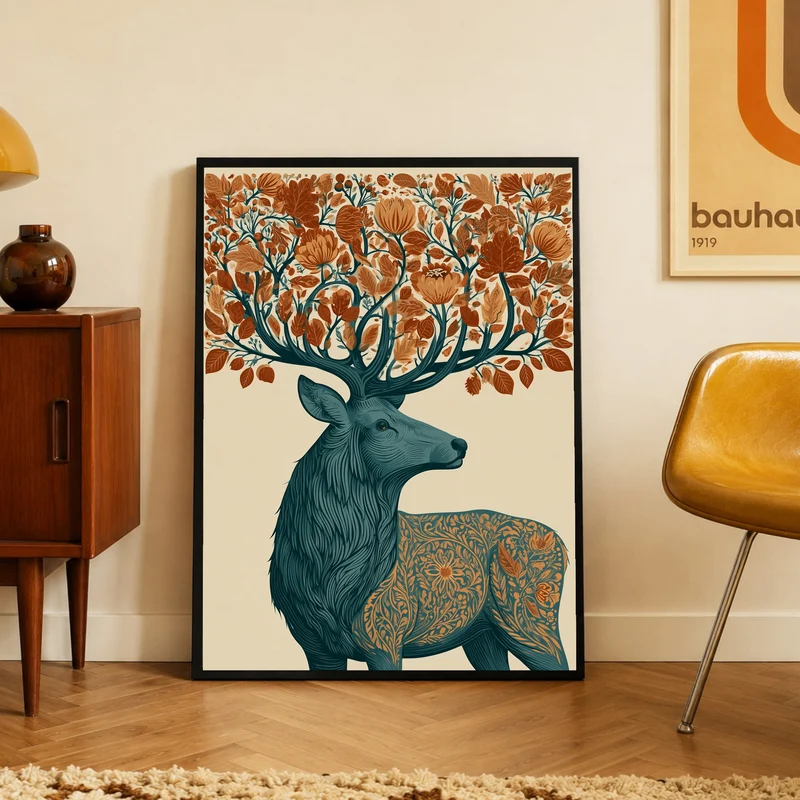 Hirsch mit Herbstgeweih Poster