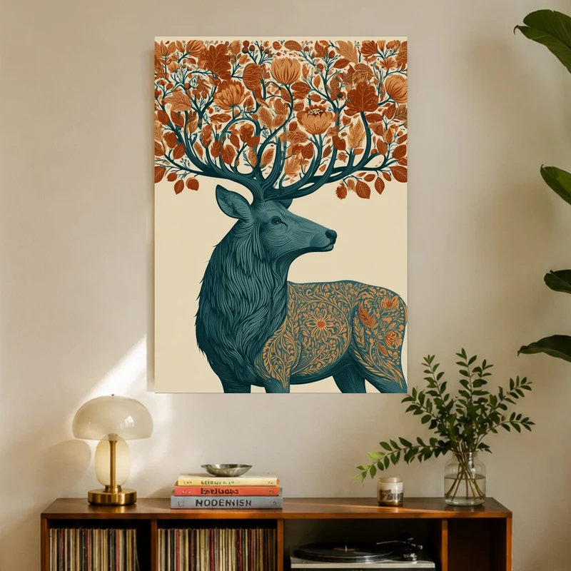 Hirsch mit Herbstgeweih Poster