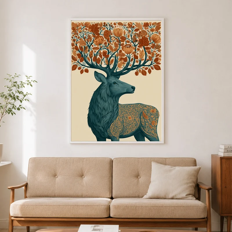 Hirsch mit Herbstgeweih Poster