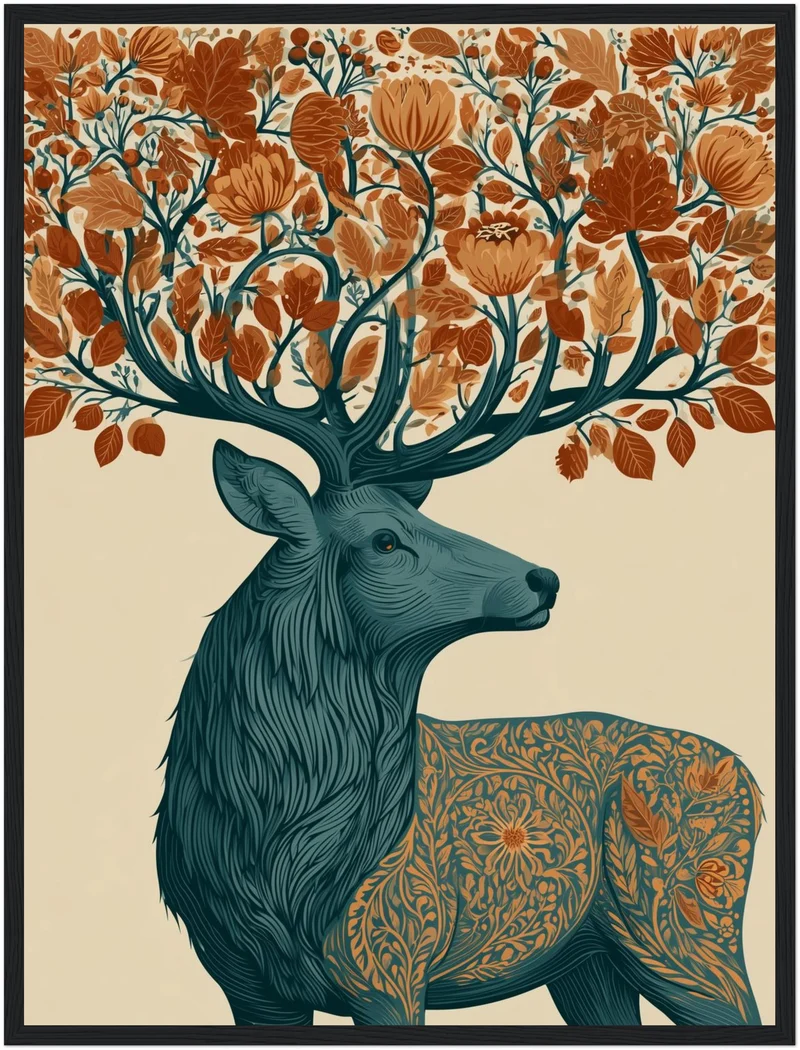 Hirsch mit Herbstgeweih Poster