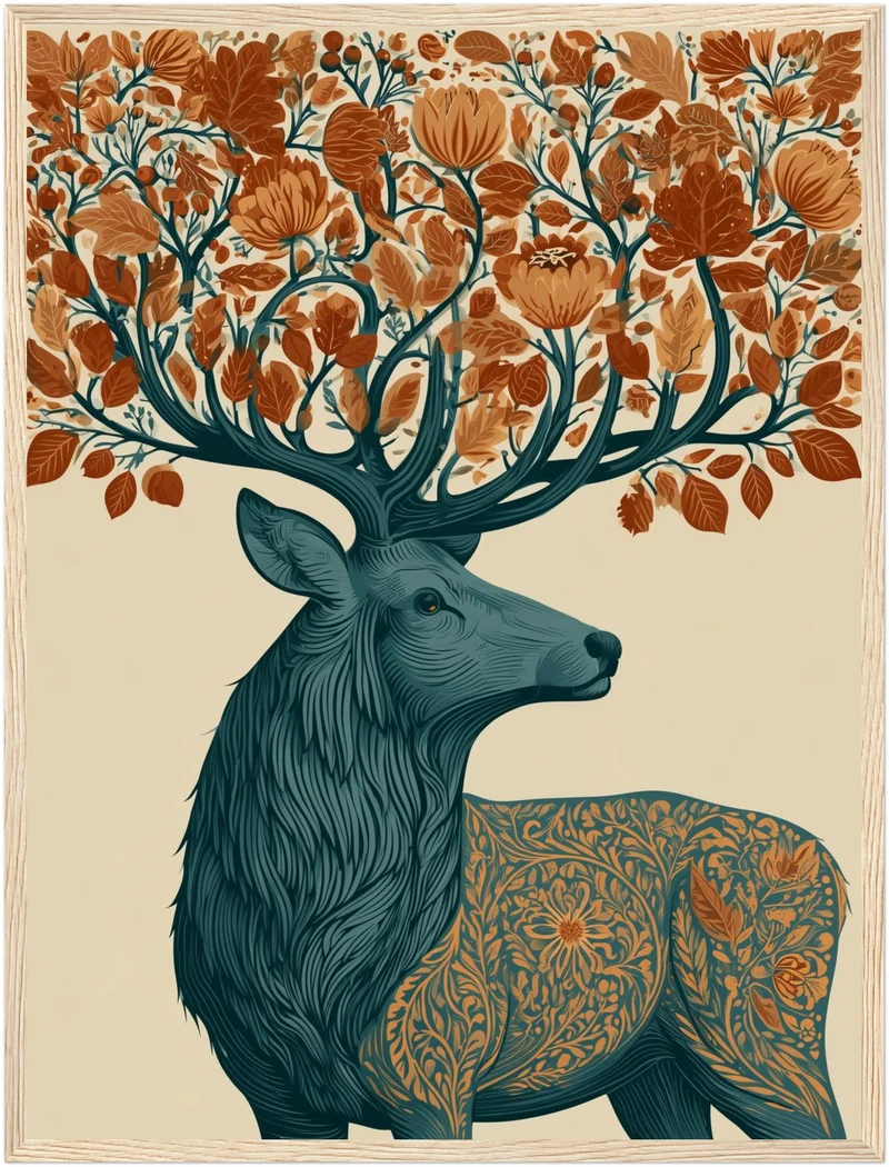 Hirsch mit Herbstgeweih Poster