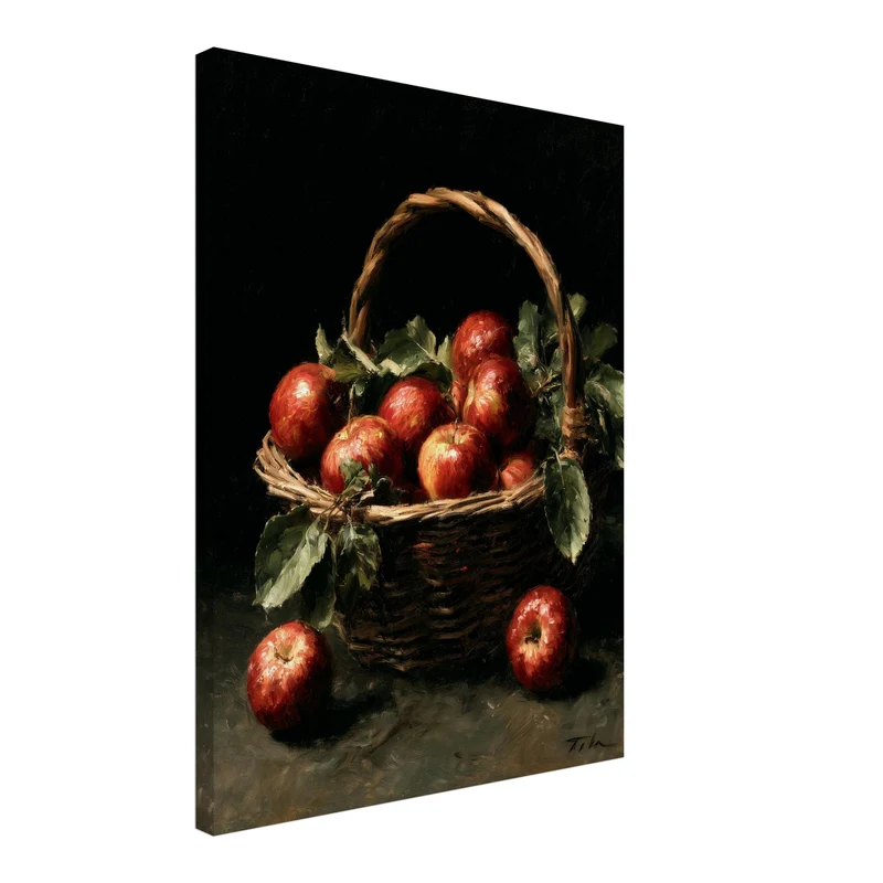 Äpfel im Weidenkorb Leinwand