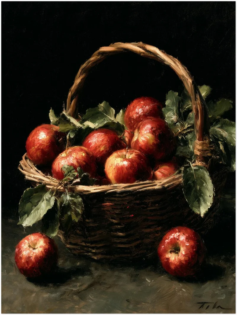Äpfel im Weidenkorb Poster