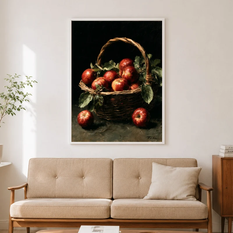Äpfel im Weidenkorb Poster