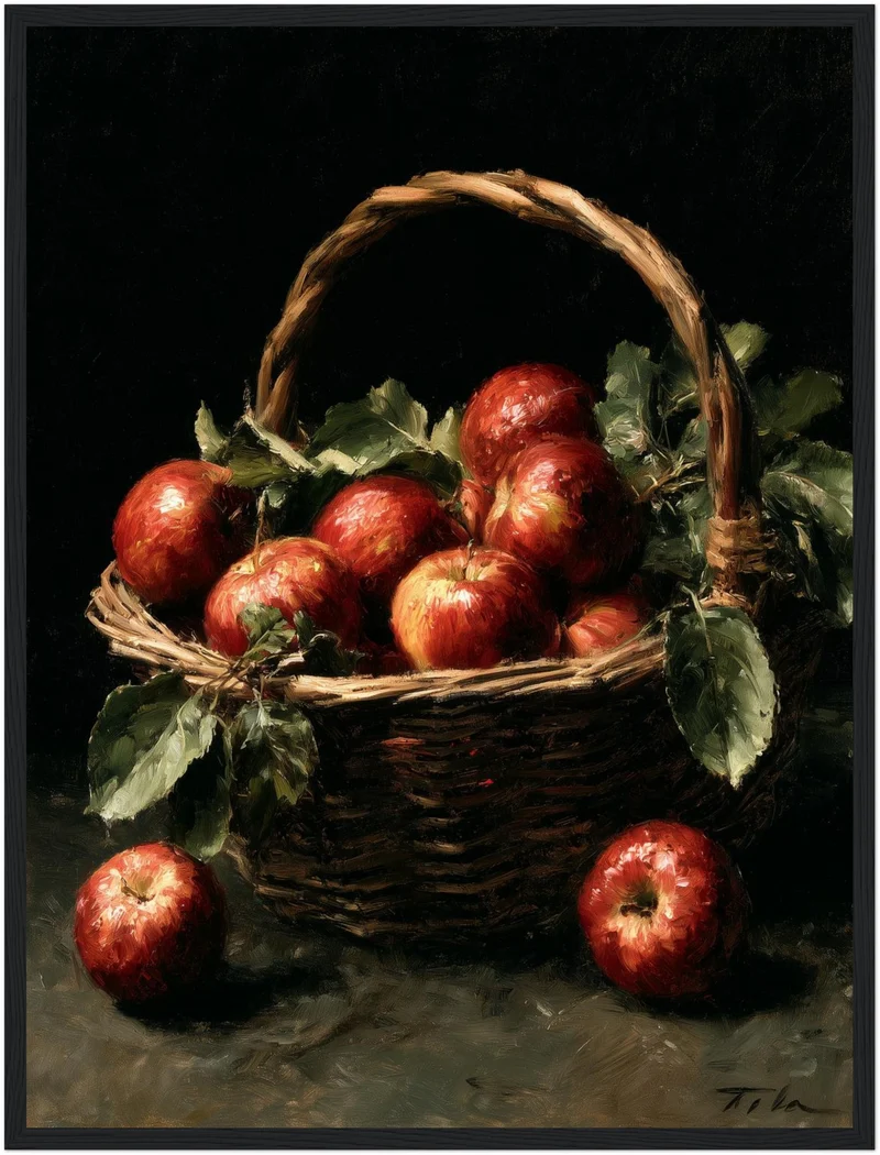 Äpfel im Weidenkorb Poster