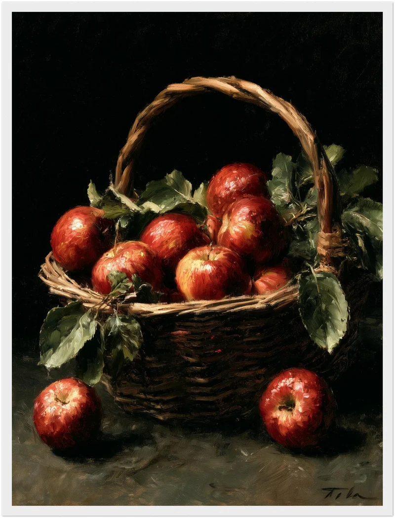 Äpfel im Weidenkorb Poster