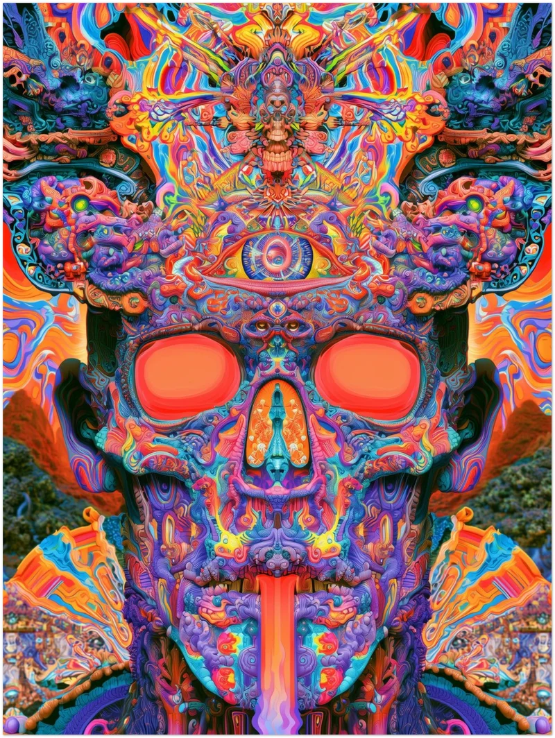 Psychedelischer Schädel mit drittem Auge Leinwand