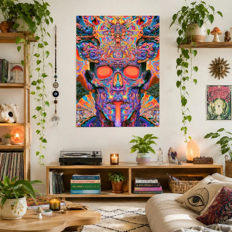 Psychedelischer Schädel mit drittem Auge Leinwand