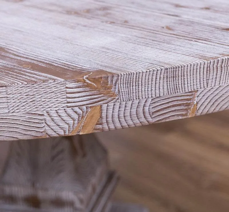 Esstisch aus Massivholz Rund im Landhausstil mit zentralem Bein