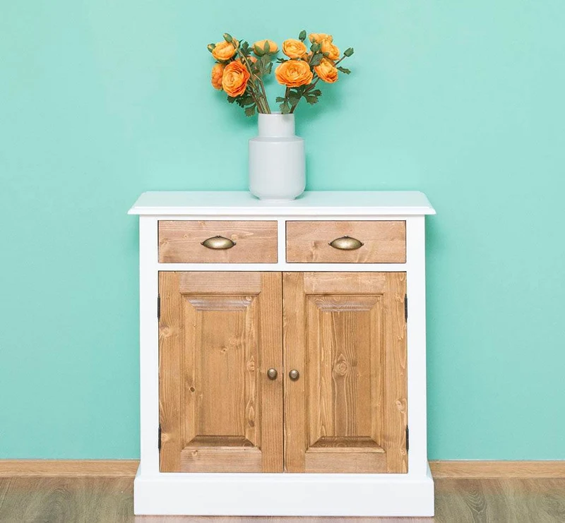 Sideboard aus Massivholz mit 2 Schubladen | Konsolenschrank in verschiedenen Farben