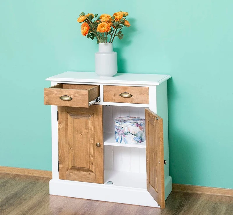 Sideboard aus Massivholz mit 2 Schubladen | Konsolenschrank in verschiedenen Farben
