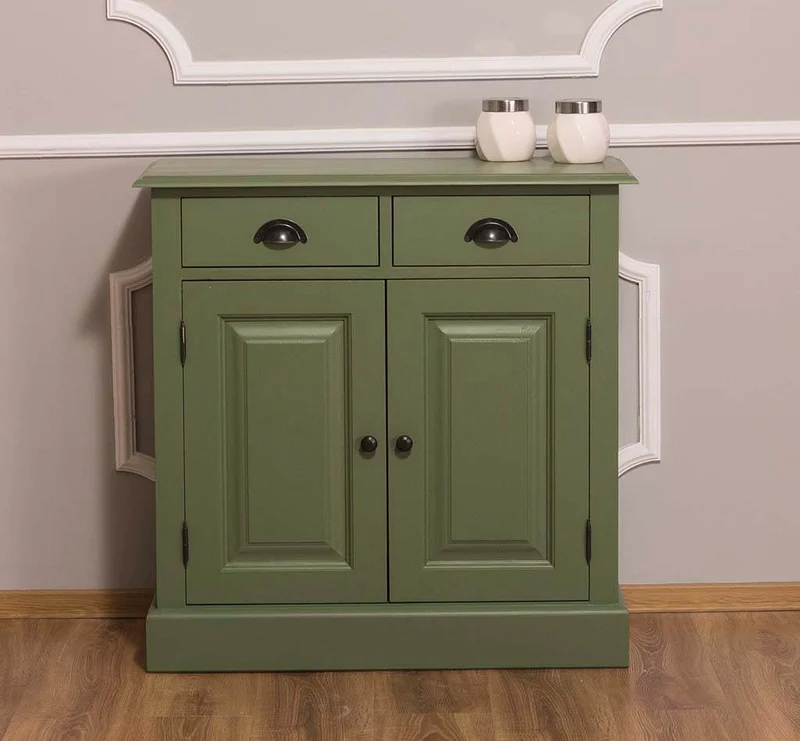 Vintage Konsolenschrank aus Massivholz| Sideboard mit zwei Schubladen