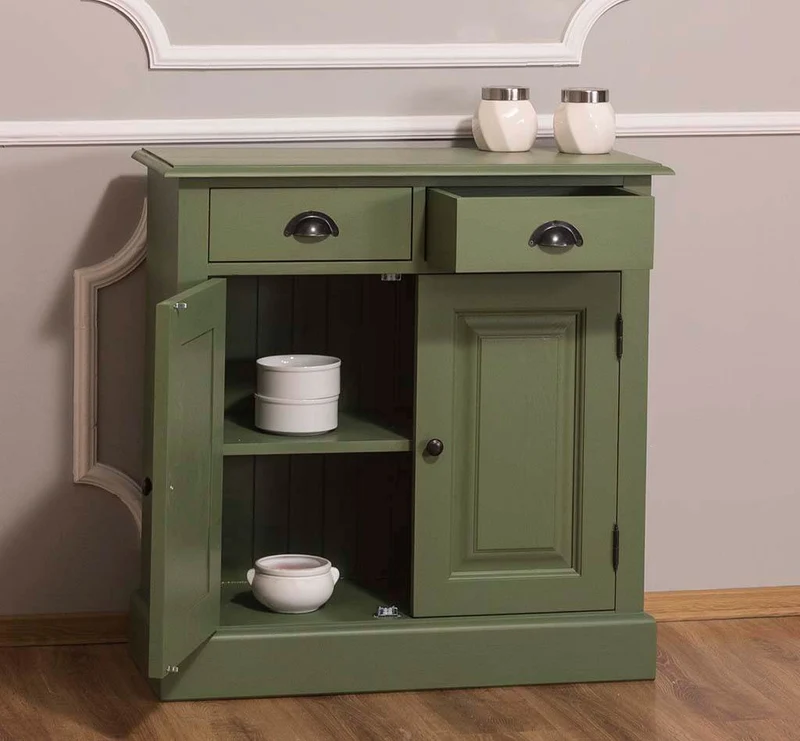 Vintage Konsolenschrank aus Massivholz| Sideboard mit zwei Schubladen
