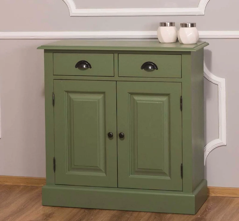 Vintage Konsolenschrank aus Massivholz| Sideboard mit zwei Schubladen