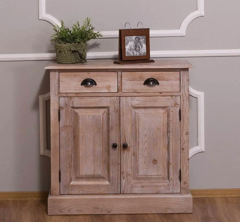Vintage Konsolenschrank aus Massivholz| Sideboard mit zwei Schubladen