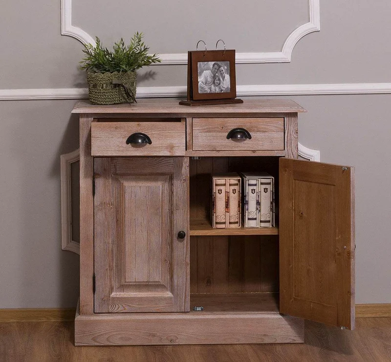 Vintage Konsolenschrank aus Massivholz| Sideboard mit zwei Schubladen