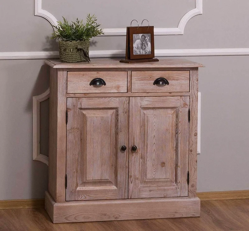 Vintage Konsolenschrank aus Massivholz| Sideboard mit zwei Schubladen