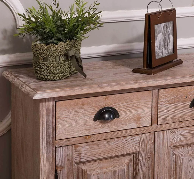 Vintage Konsolenschrank aus Massivholz| Sideboard mit zwei Schubladen