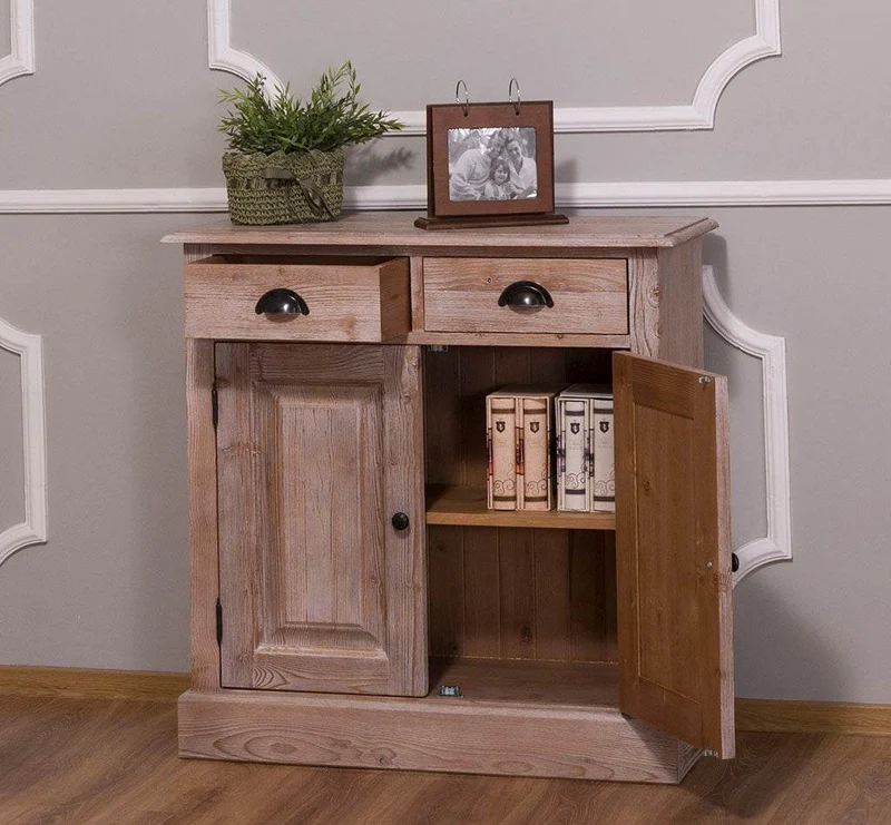 Vintage Konsolenschrank aus Massivholz| Sideboard mit zwei Schubladen