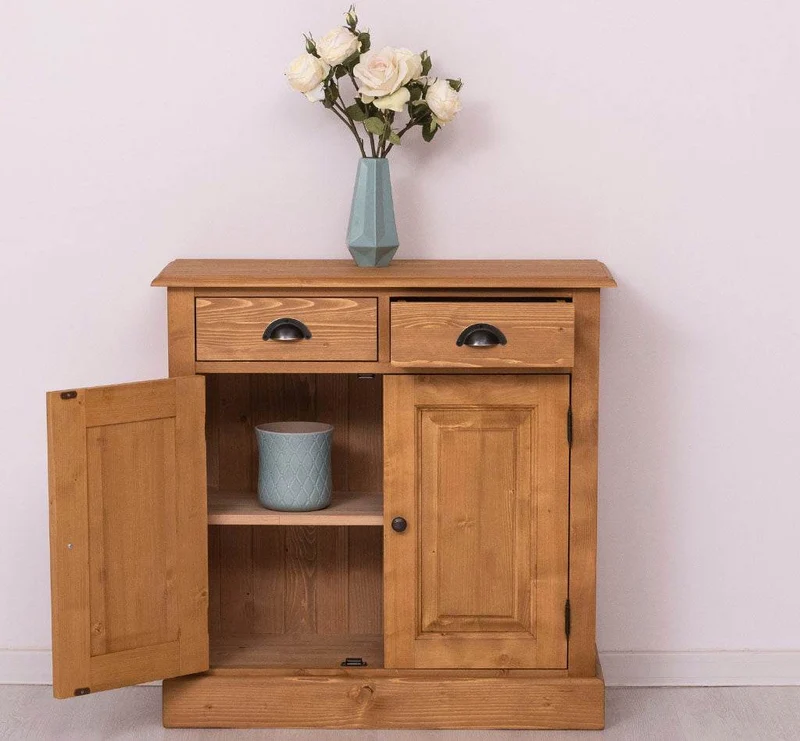 Vintage Konsolenschrank aus Massivholz| Sideboard mit zwei Schubladen